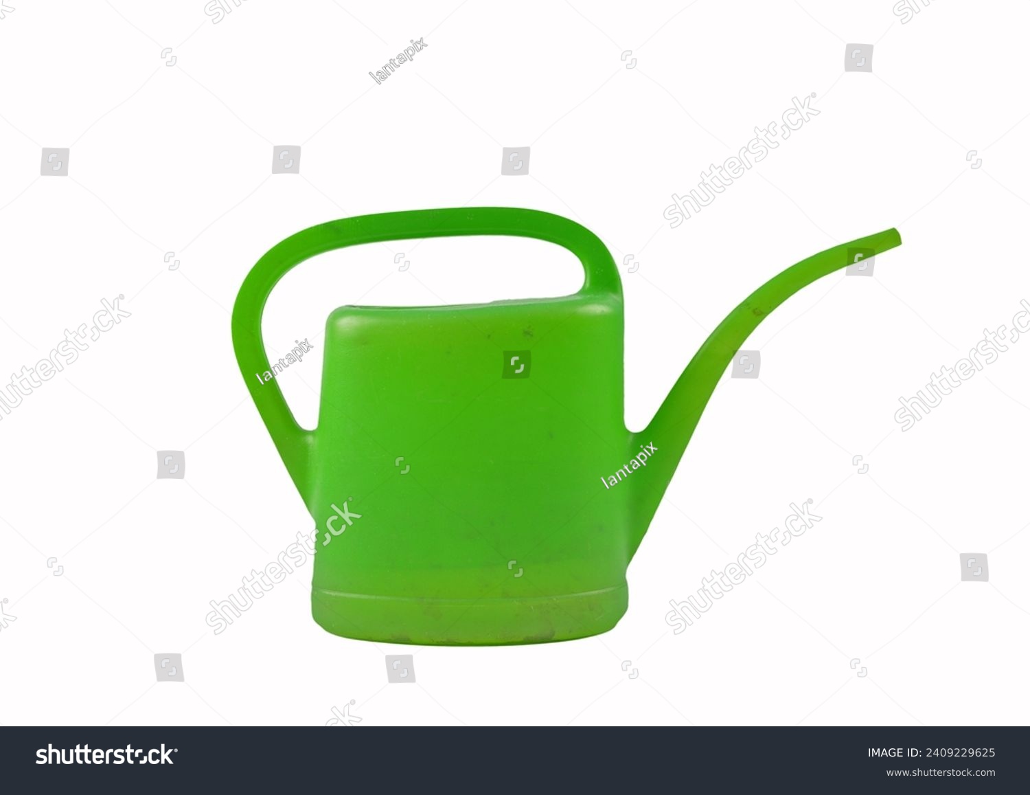 Green watering can isolated on white background #2409229625