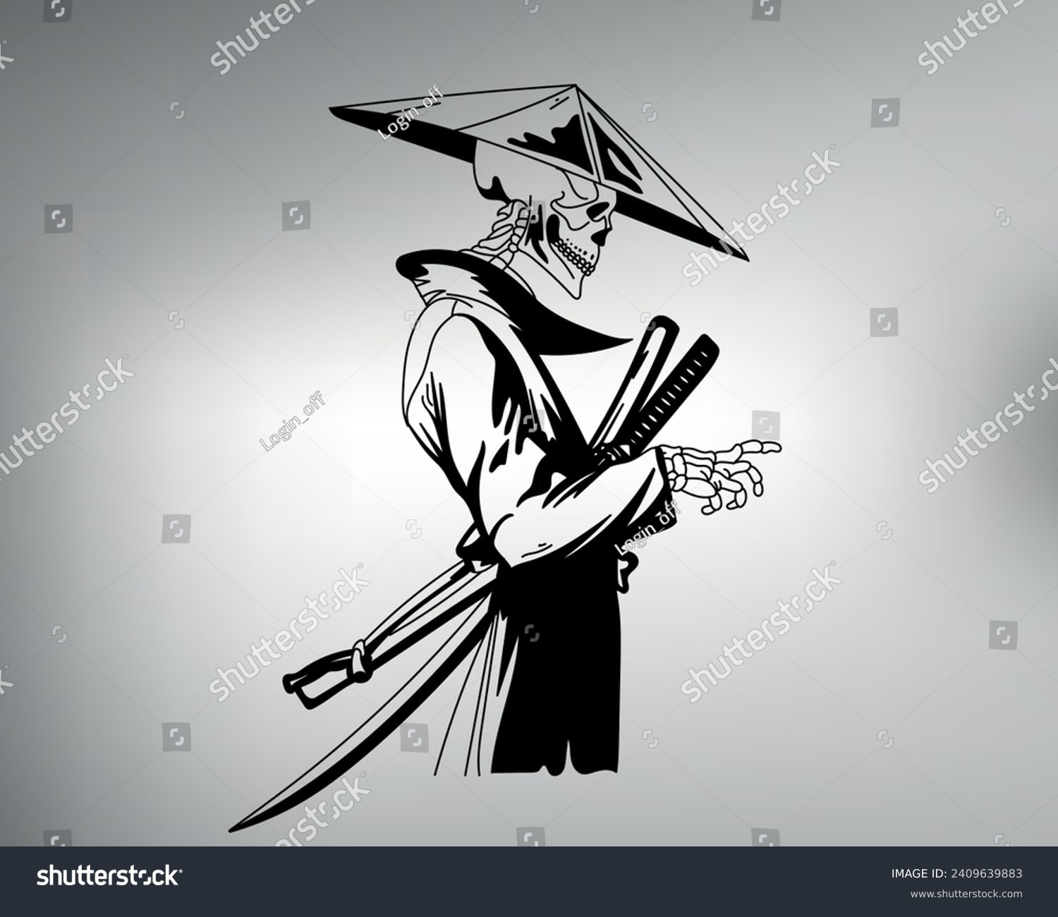 Samurai tribal tattoo sketch. vector drawing of - Royalty Free Stock ...