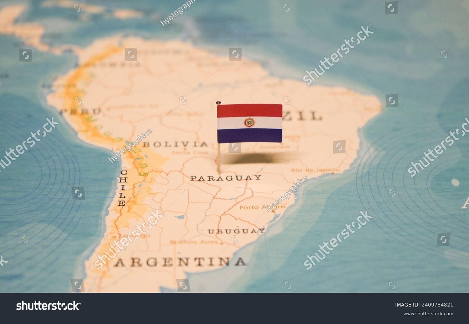 The Map and Flag of Paraguay. #2409784821