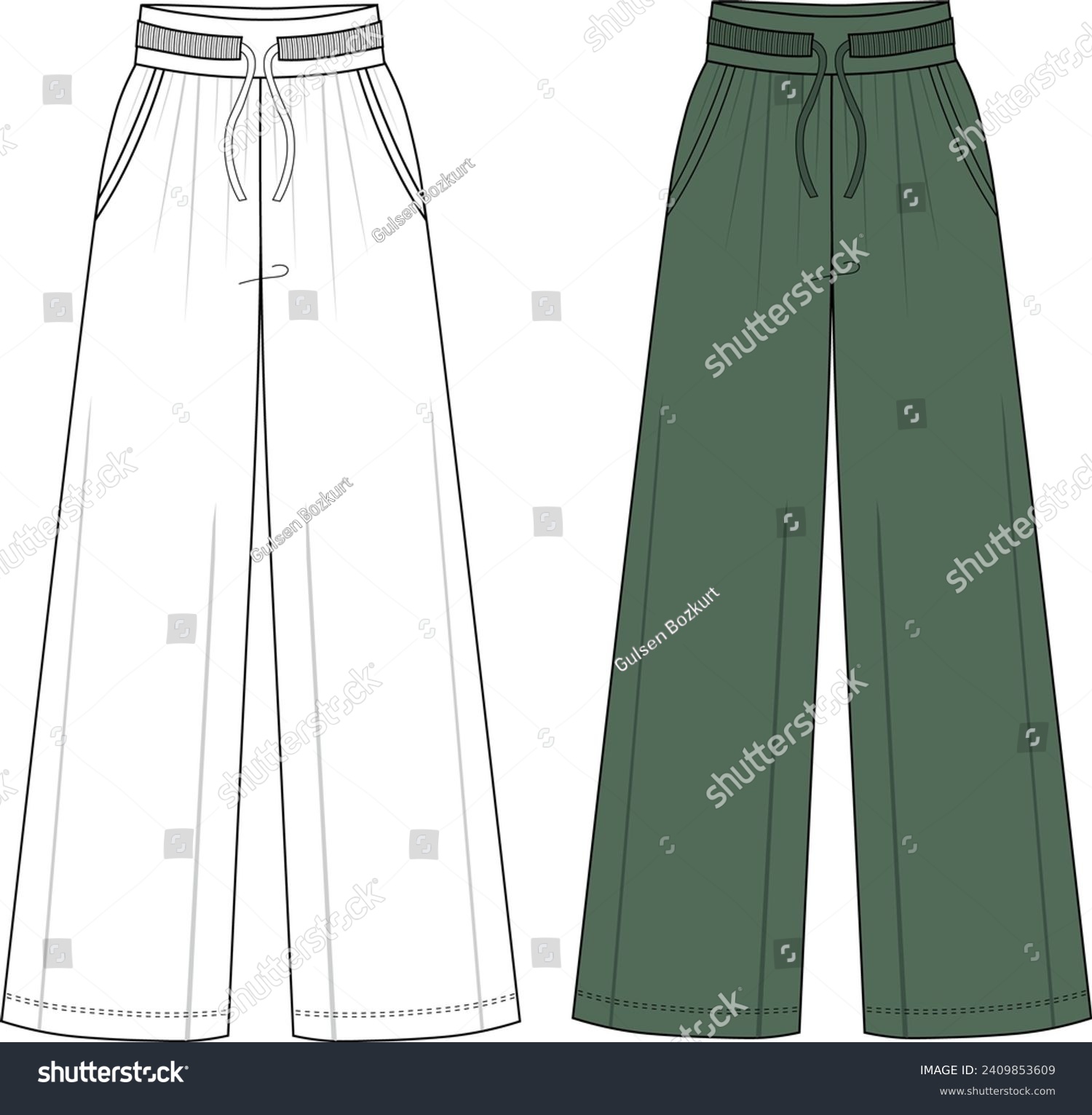 Ladies Formal Palazzo Pant Flat Drawing - Royalty Free Stock Vector ...