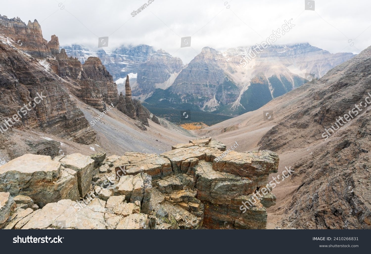 Canadian Rockies landscape. View of the Paradise Valley, Grand Sentinel at Pinnacle Mountain Sentinel Pass. Banff National Park, Alberta, Canada. #2410266831