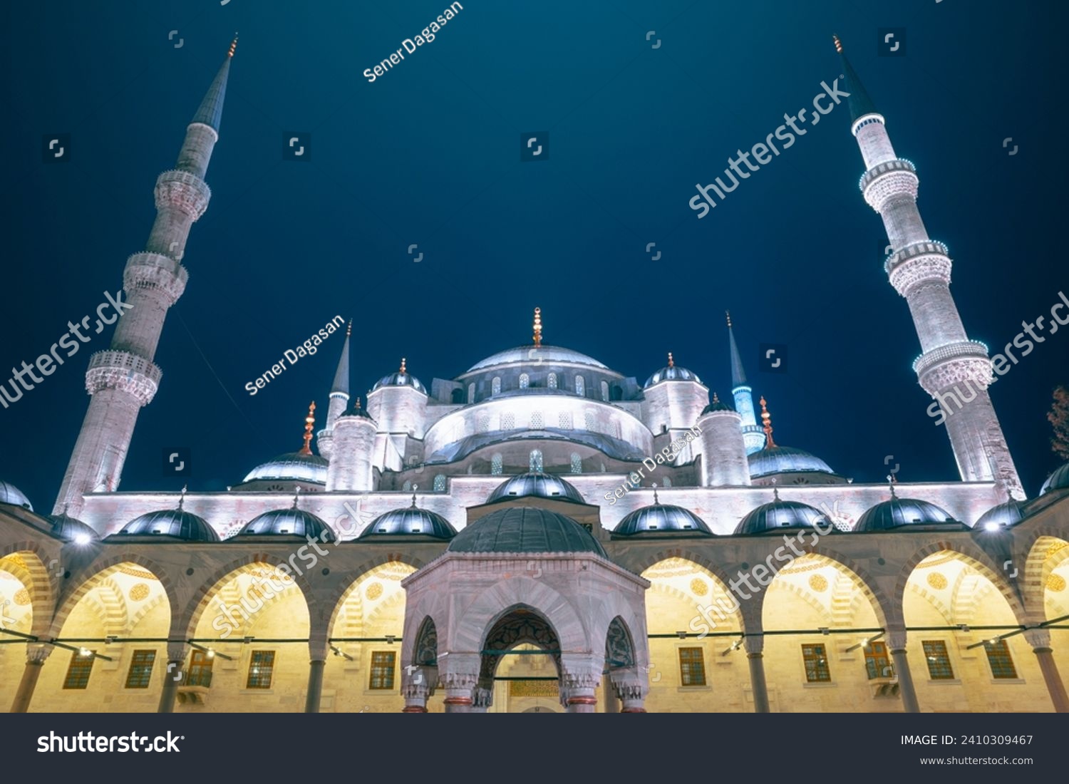 Sultanahmet Camii or Blue Mosque view at night. Ramadan or islamic background photo. #2410309467