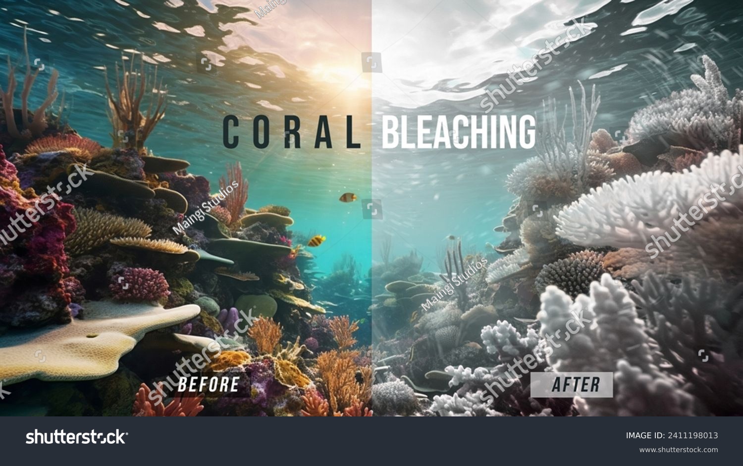 photo illustration of coral bleaching threat #2411198013