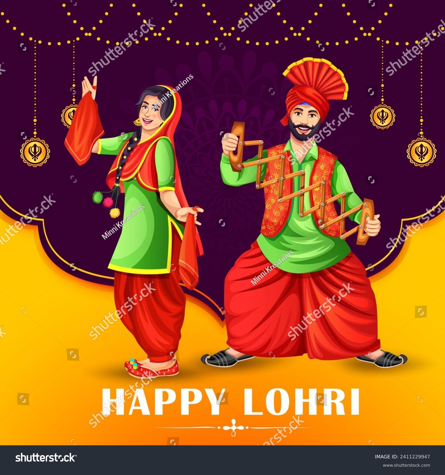 Happy Lohri festival of Punjab India celebration - Royalty Free Stock ...