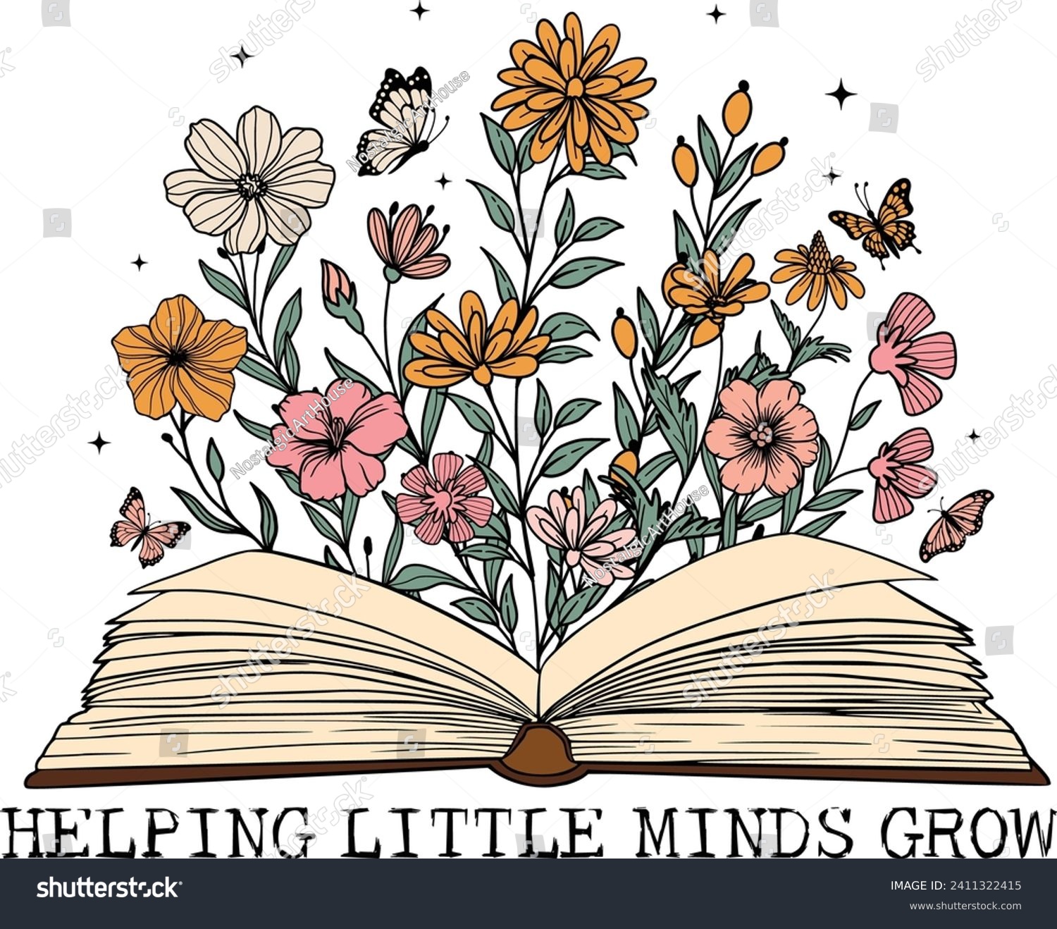 Helping little minds grow, Floral Books, Teacher - Royalty Free Stock ...