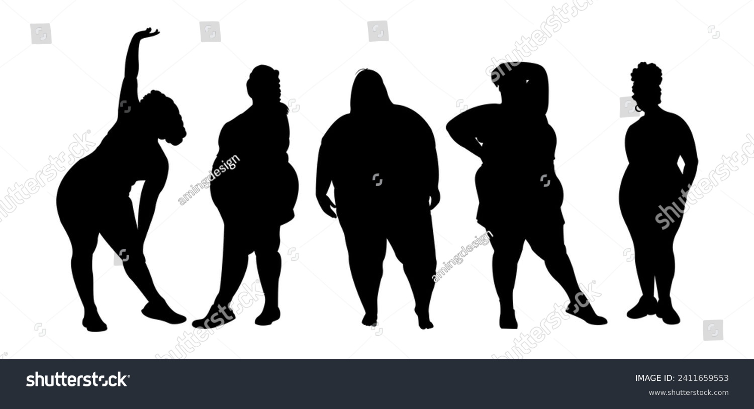 fat woman silhouette. fat woman shape. fat belly - Royalty Free Stock ...