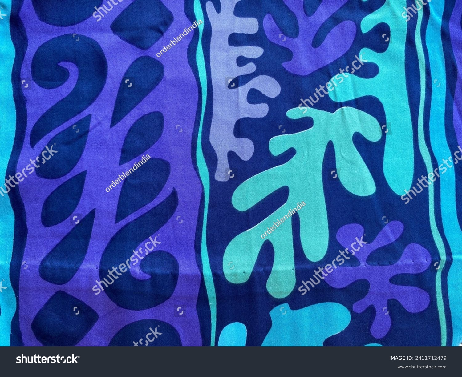 Light dark and blue abstract design digital printed on Lycra fabric  #2411712479