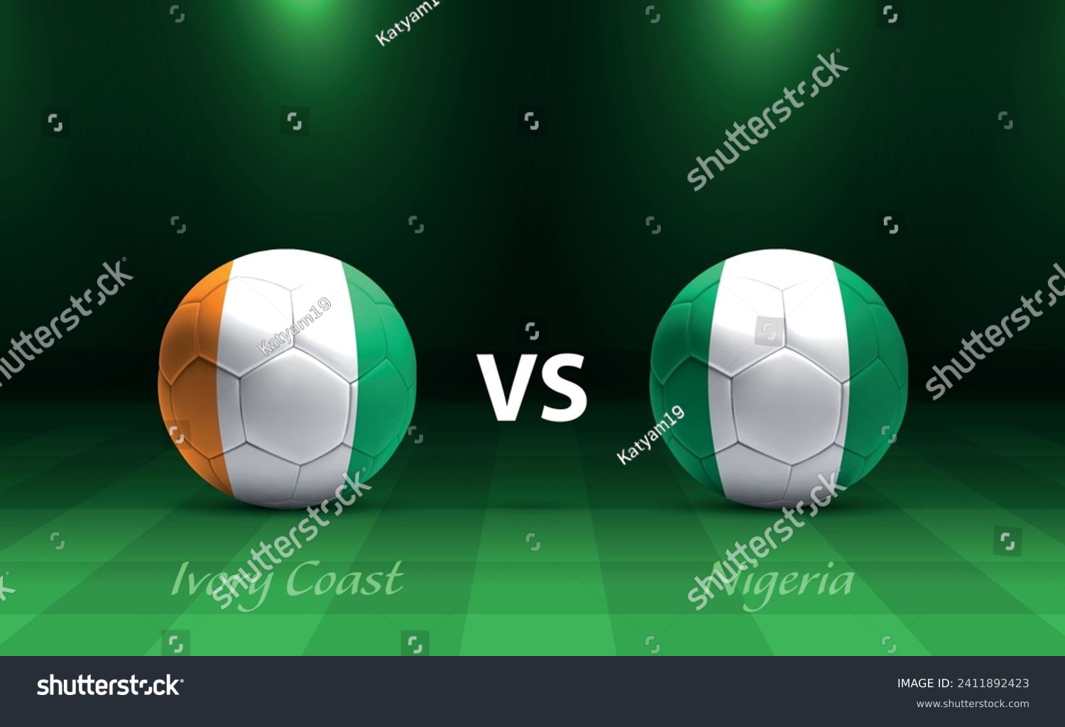 Ivory Coast vs Nigeria football scoreboard broadcast template for soccer africa tournament 2023 #2411892423