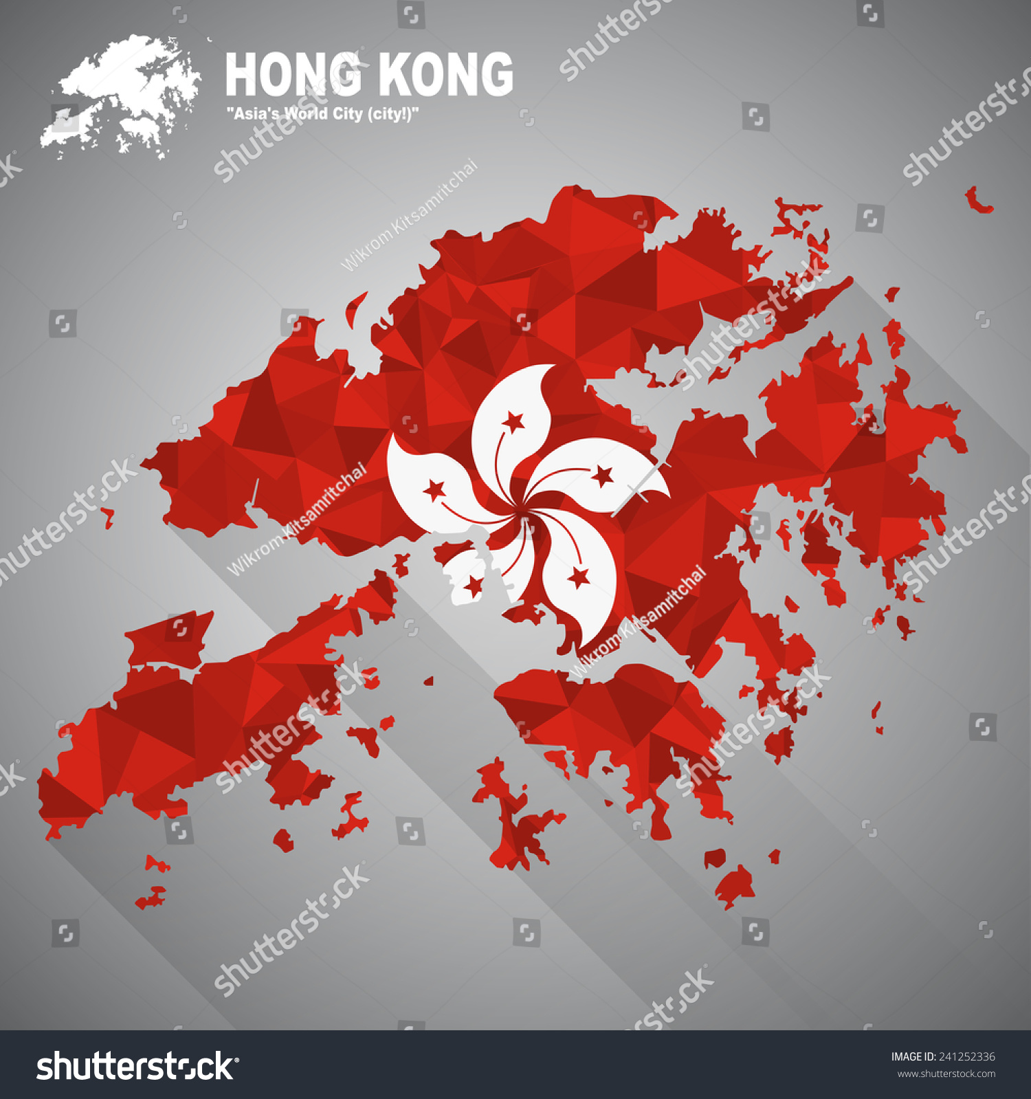 Hong Kong flag overlay on Hong Kong map with - Royalty Free Stock ...