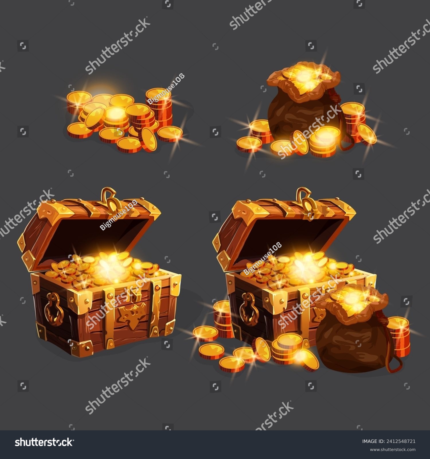 Realistic Detailed 3d Different Wooden Chest Set - Royalty Free Stock ...