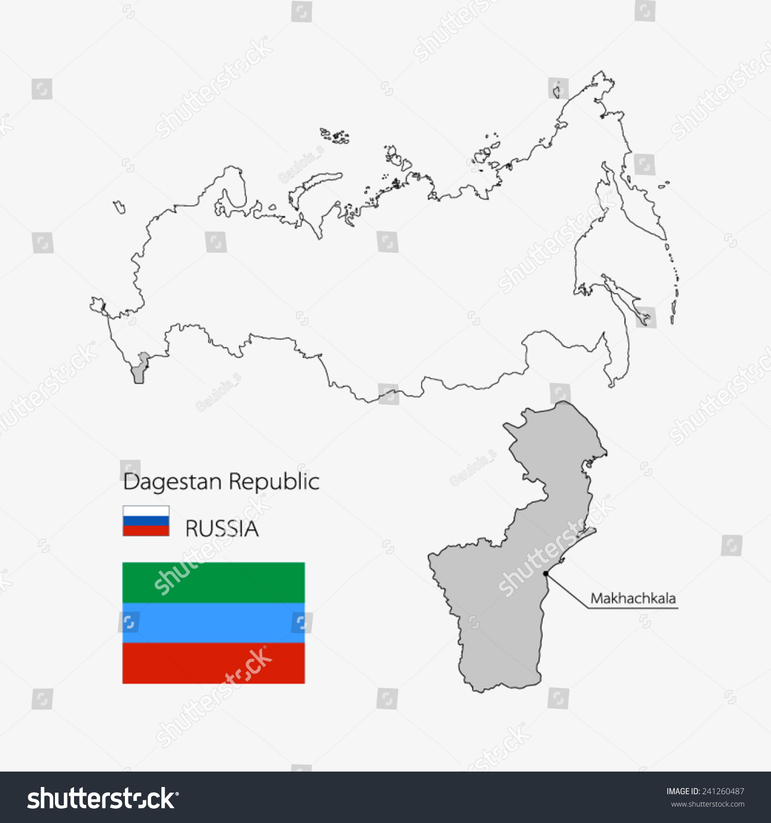 Map of Dagestan Republic, Russia #241260487