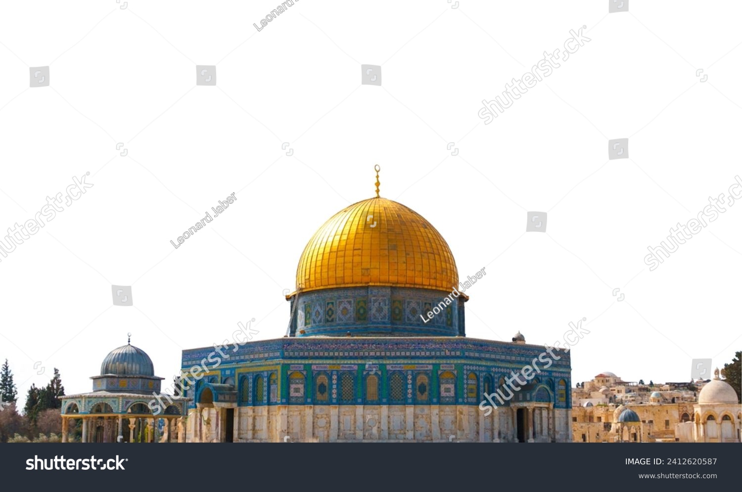 The Dome of the rock, Al-Aqsa Mosque, Jerusalem , Palestine.isolated on white	 #2412620587