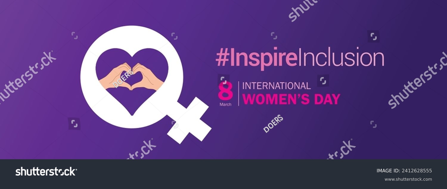International women's day concept poster. Woman sign illustration background. 2024 women's day campaign theme- #InspireInclusion #2412628555