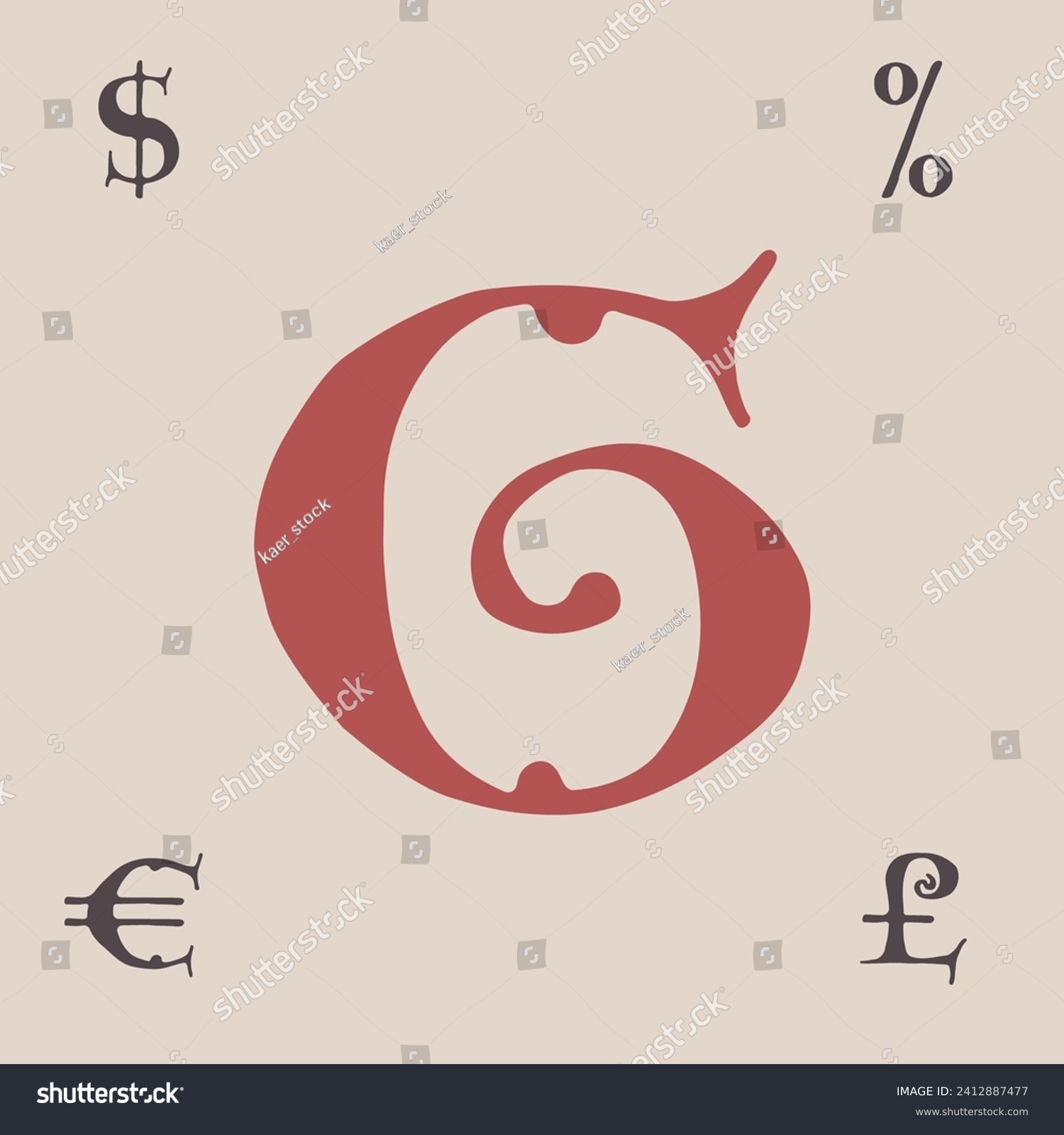 6 logo. Carolingian Majuscule number six. Old - Royalty Free Stock ...