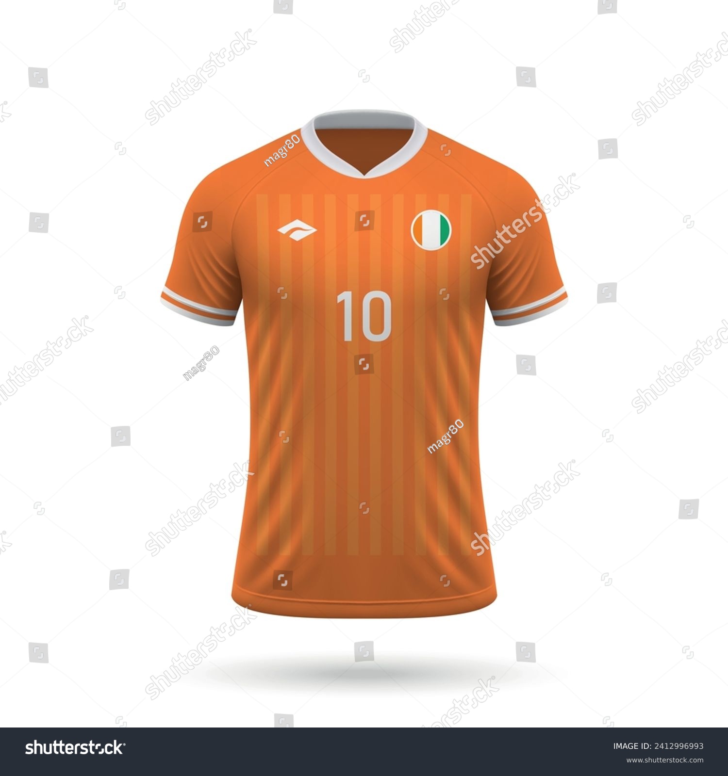 3d realistic soccer jersey Ivory Coast national team, shirt template for football kit 2024 #2412996993