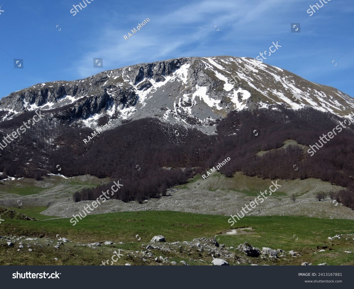 The northern slope of Monte Pollino (2248 m) seen climbing from Piano di Toscano. Pollino National Park.

 #2413167881