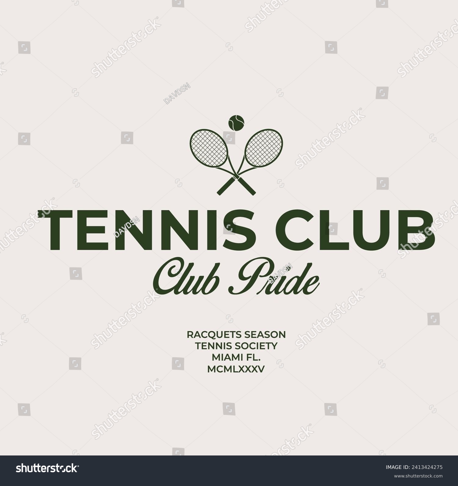 tennis logo, tennis club, two rackets and ball #2413424275
