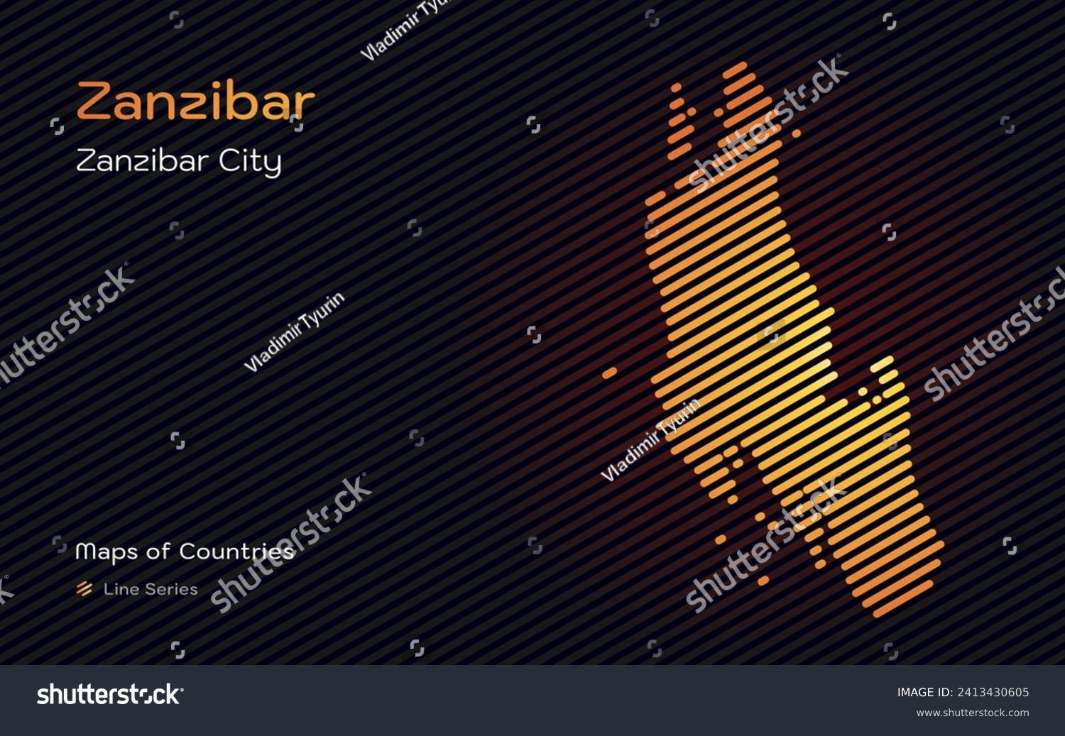 Zanzibar Map Shown in a Line Pattern. Stylized - Royalty Free Stock ...