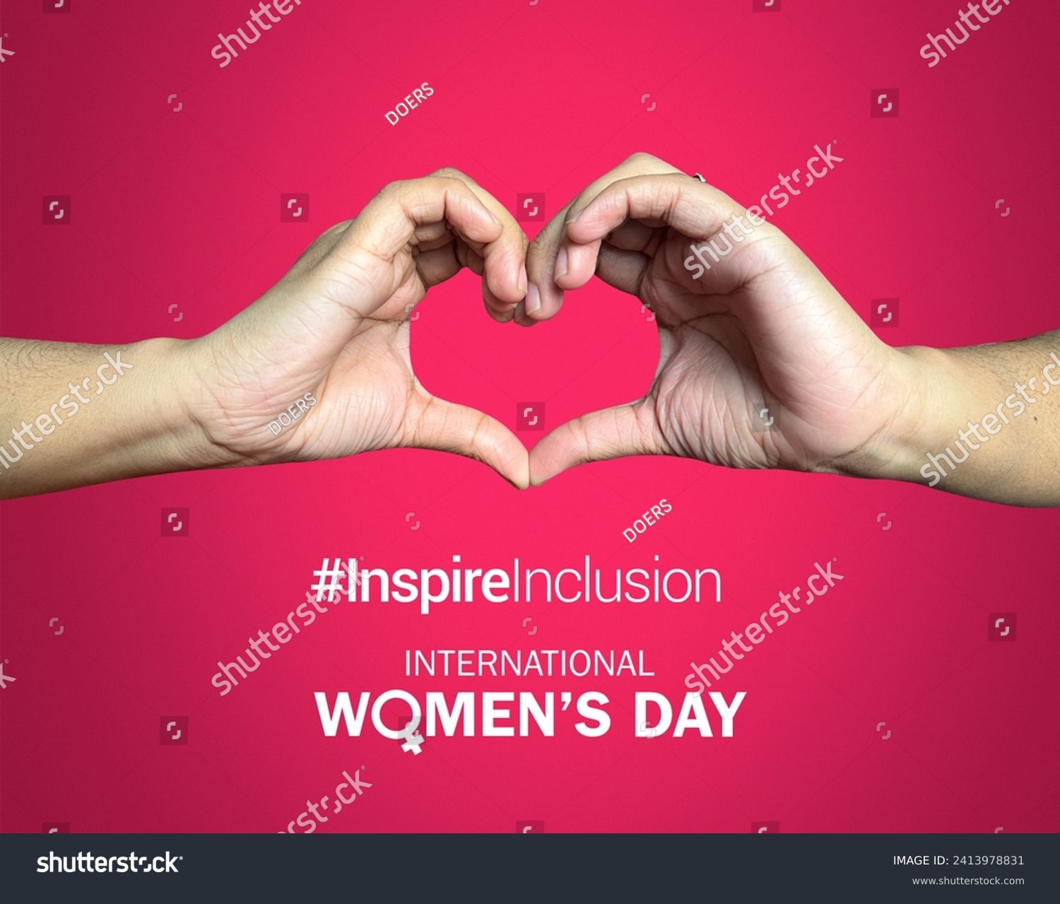 International women's day concept poster. Woman sign illustration background. 2024 women's day campaign theme- #InspireInclusion #2413978831