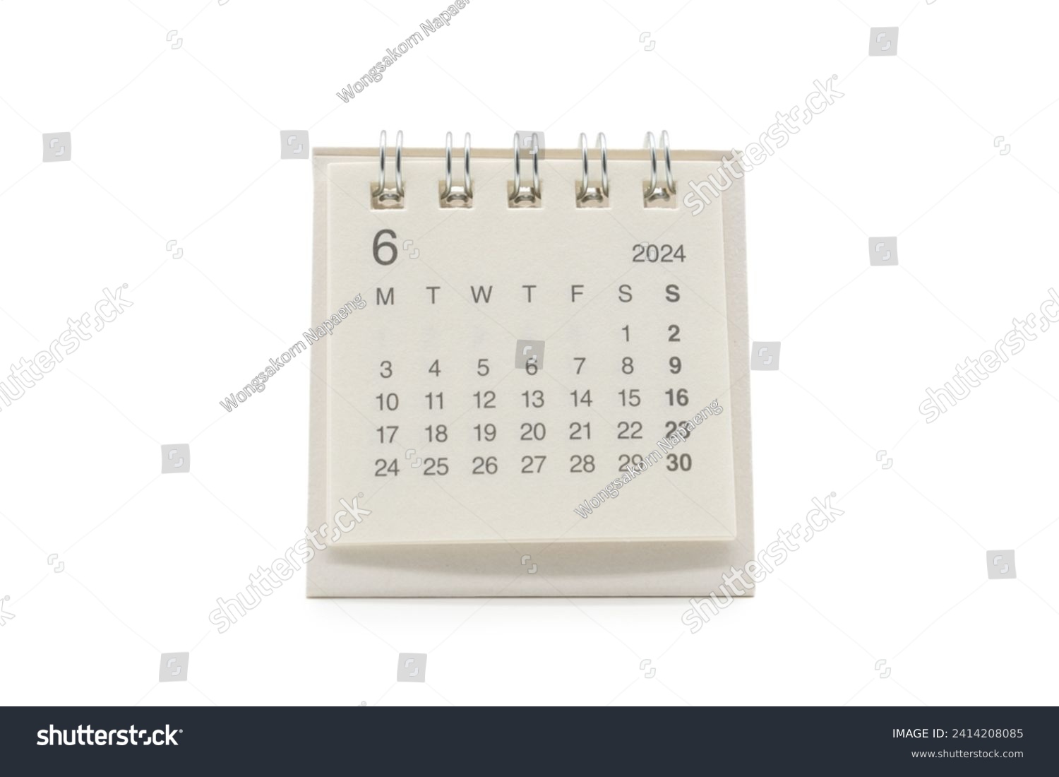 Simple desk calendar for June 2024 isolated on white background. Calendar concept with copy space. Clipping Path. #2414208085