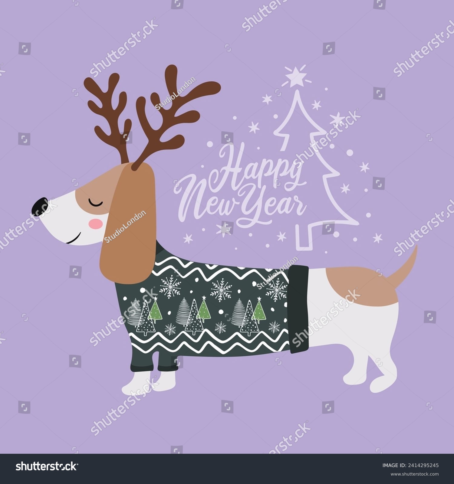 Cute dachshund dog illustration.Cartoon - Royalty Free Stock Vector ...