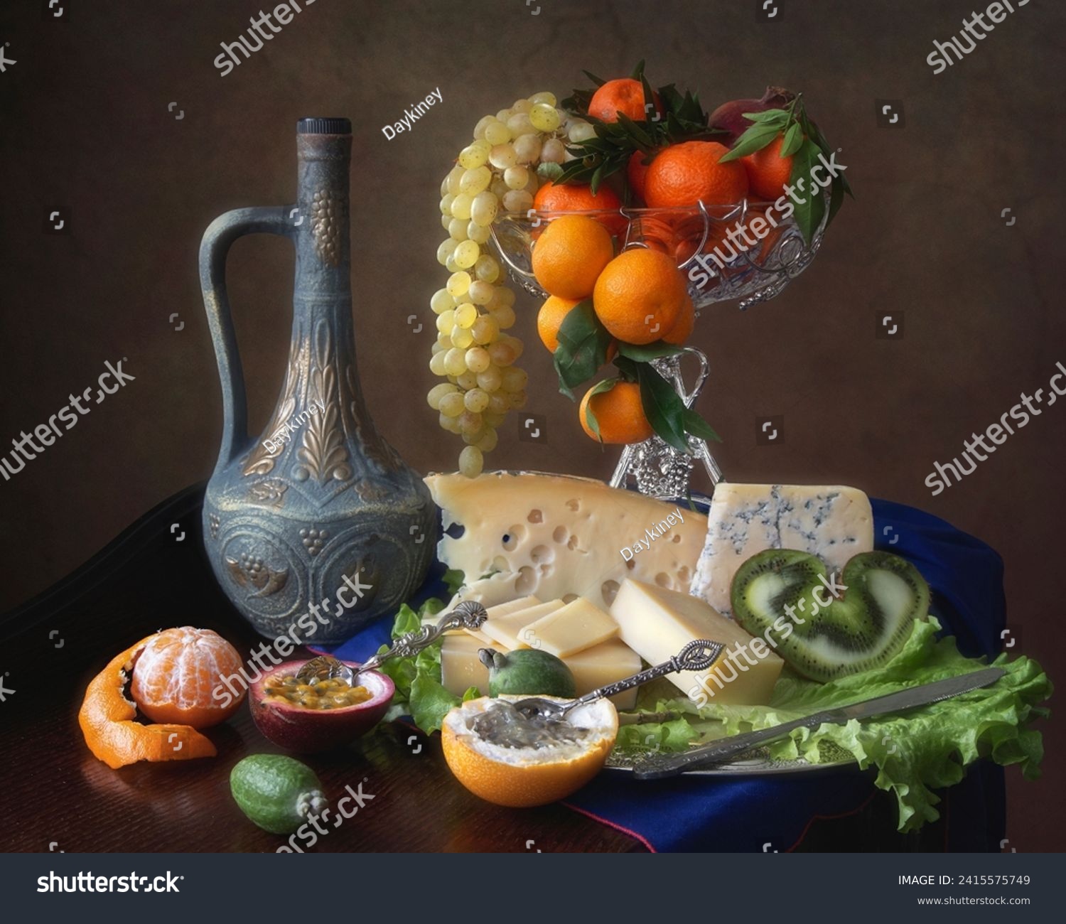 Still life with cheese and fruits #2415575749