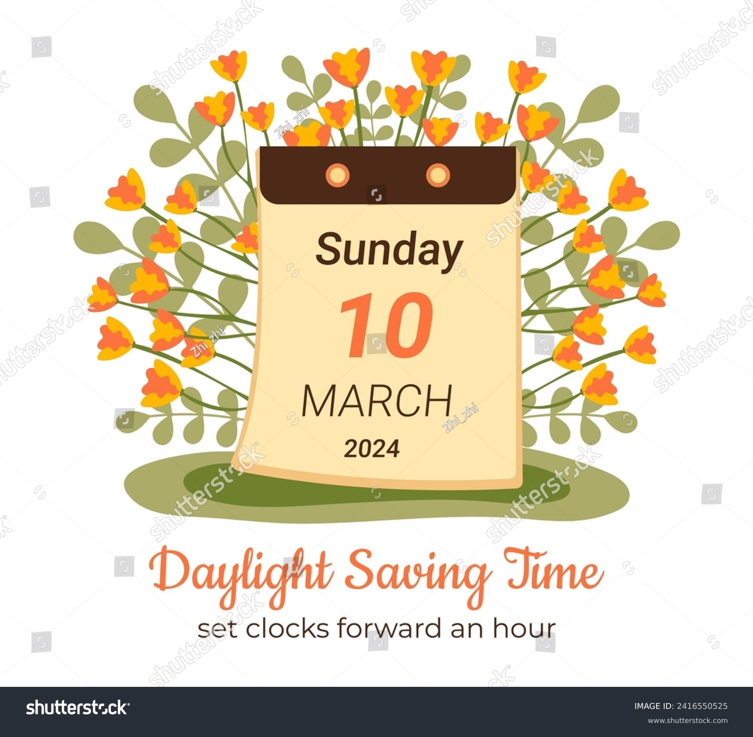 March 2024 Daylight Saving Time begins concept. Royalty Free Stock