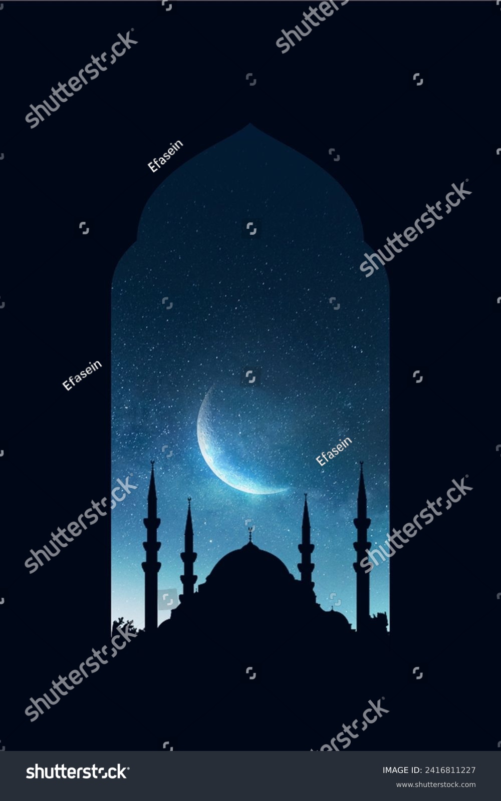 Mosque sunset islamic frame, vertical image, social media story, Ramadan or islamic concept wallpaper #2416811227