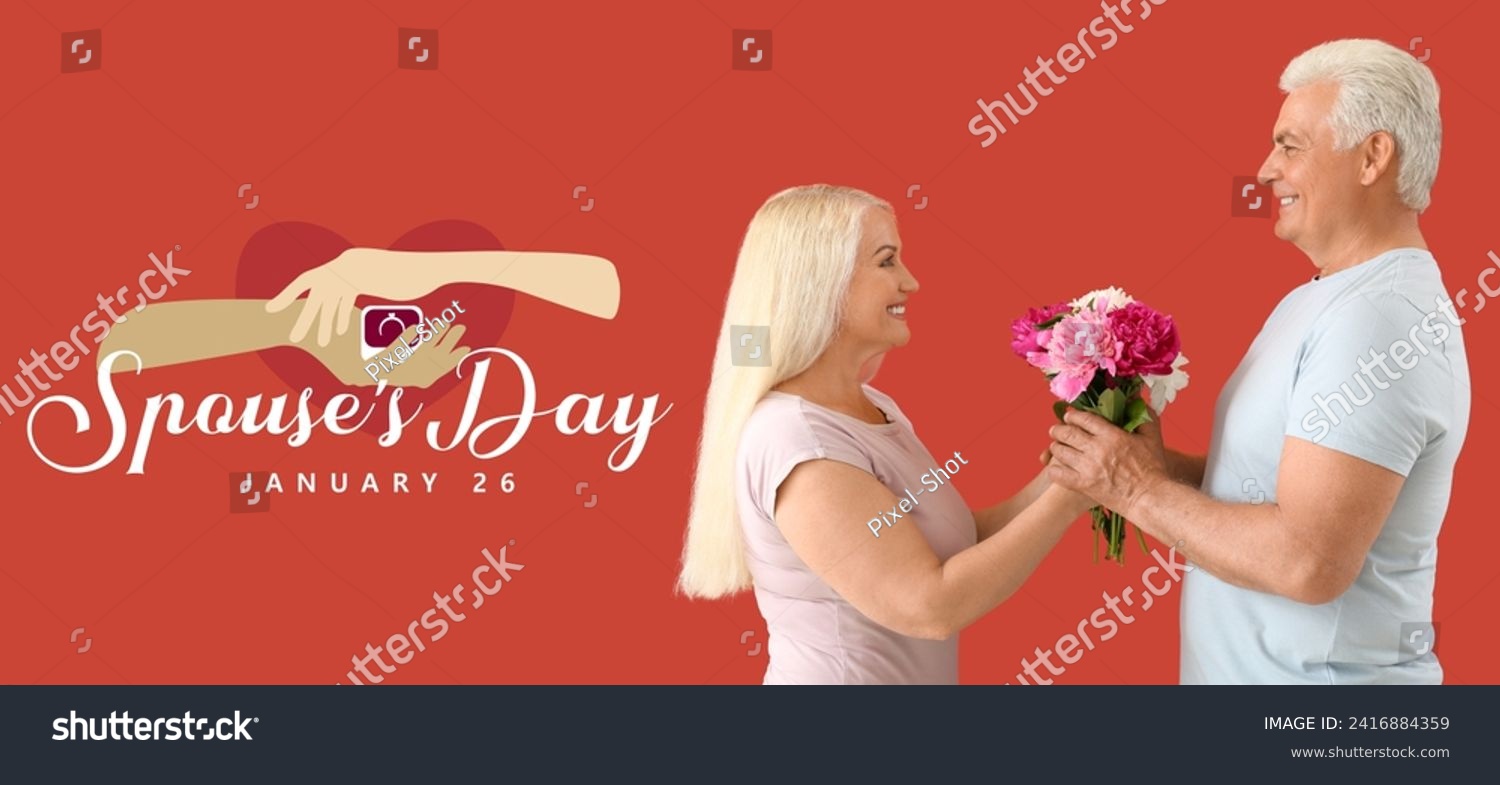 Banner for National Spouses Day with happy mature couple #2416884359