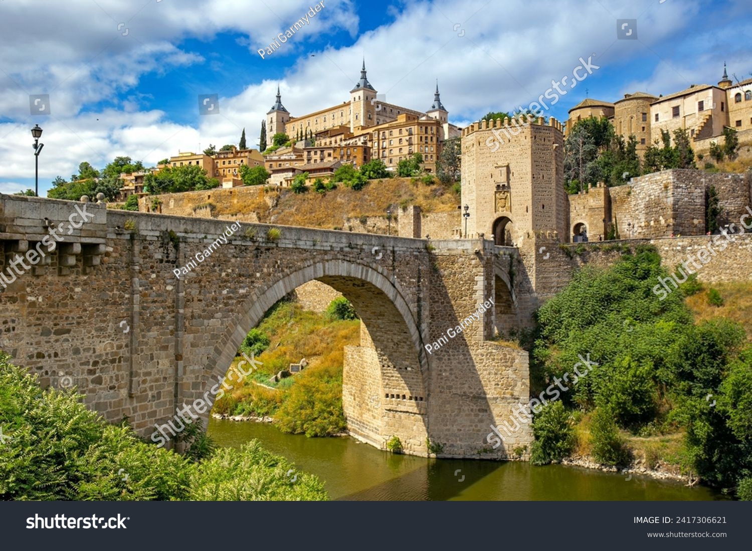 Cityscape of Toledo with the Alcantara bridge in the forefront, Toledo, Spain #2417306621