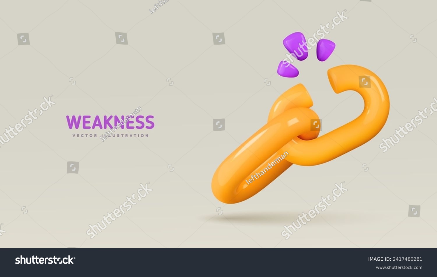 Broken chain 3d vector cartoon illustration. - Royalty Free Stock ...