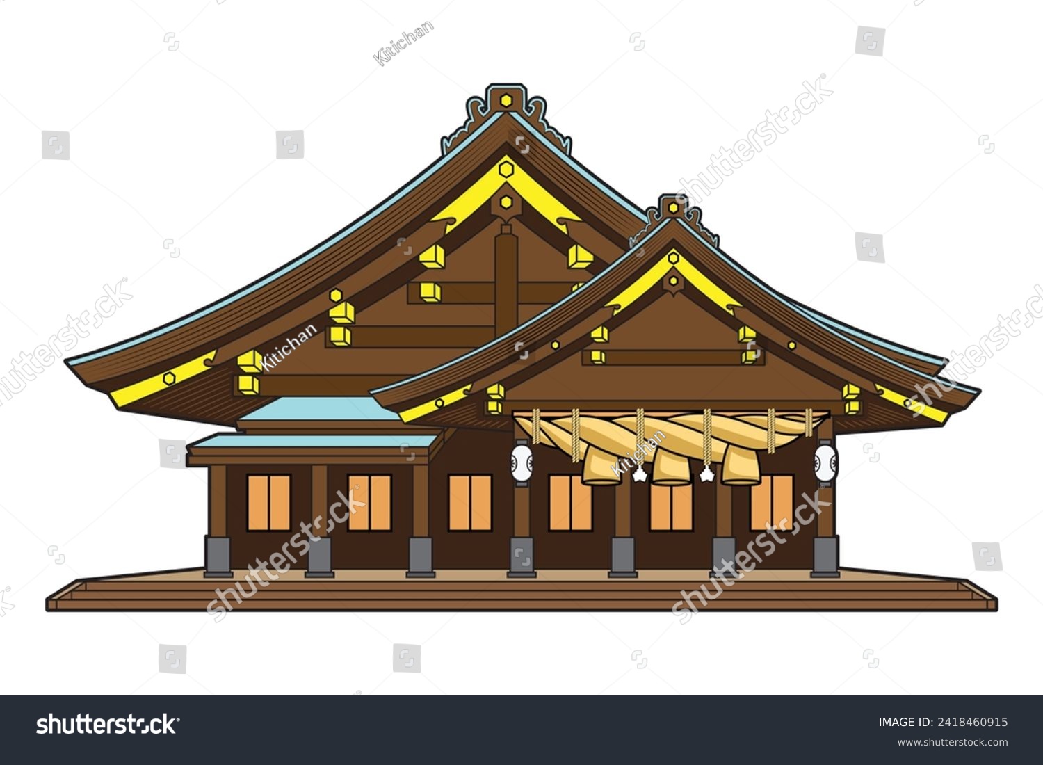 Japan famous shrine – Izumo Taisha drawing in - Royalty Free Stock ...