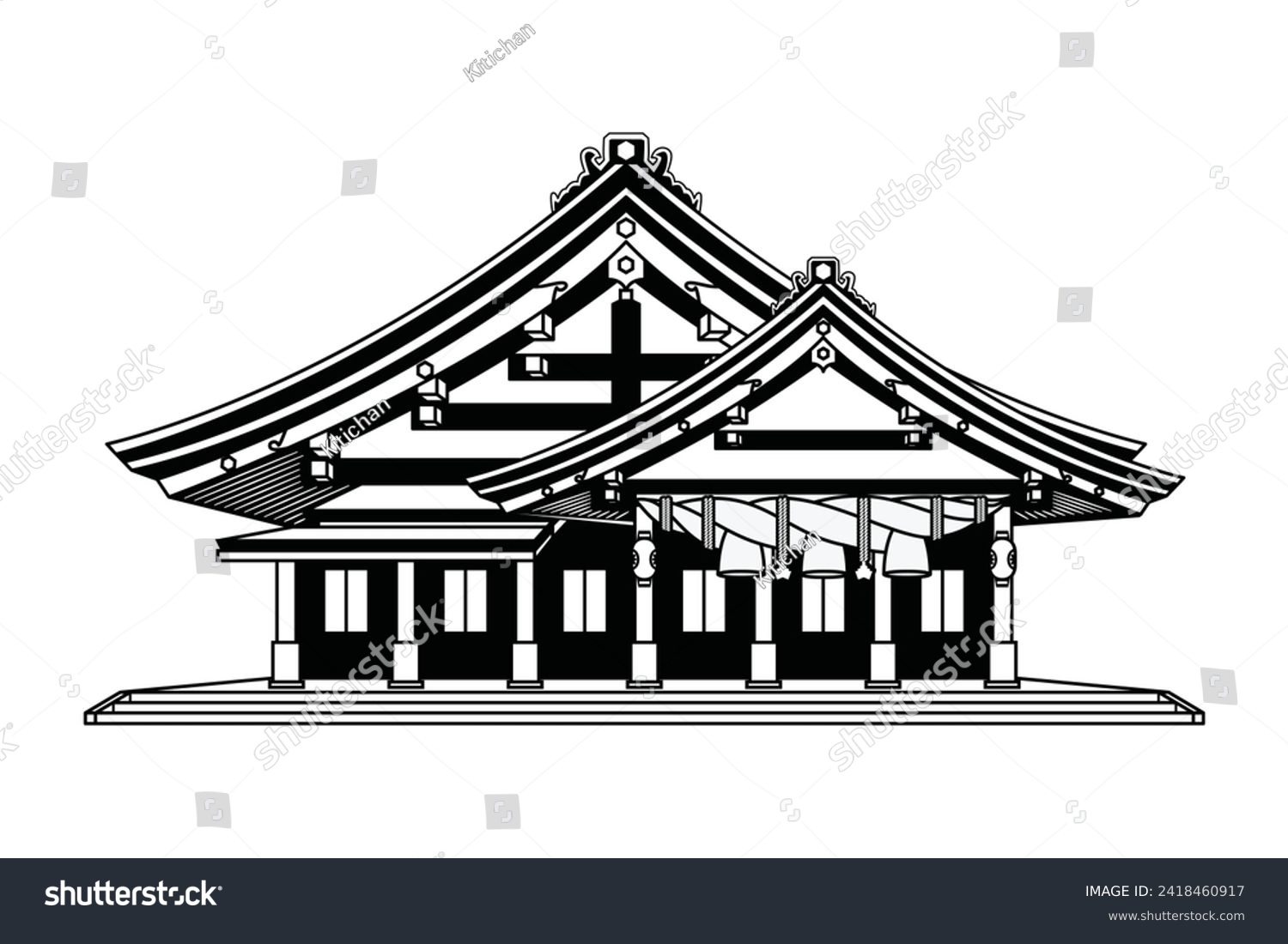 Japan famous shrine – Izumo Taisha drawing in - Royalty Free Stock ...