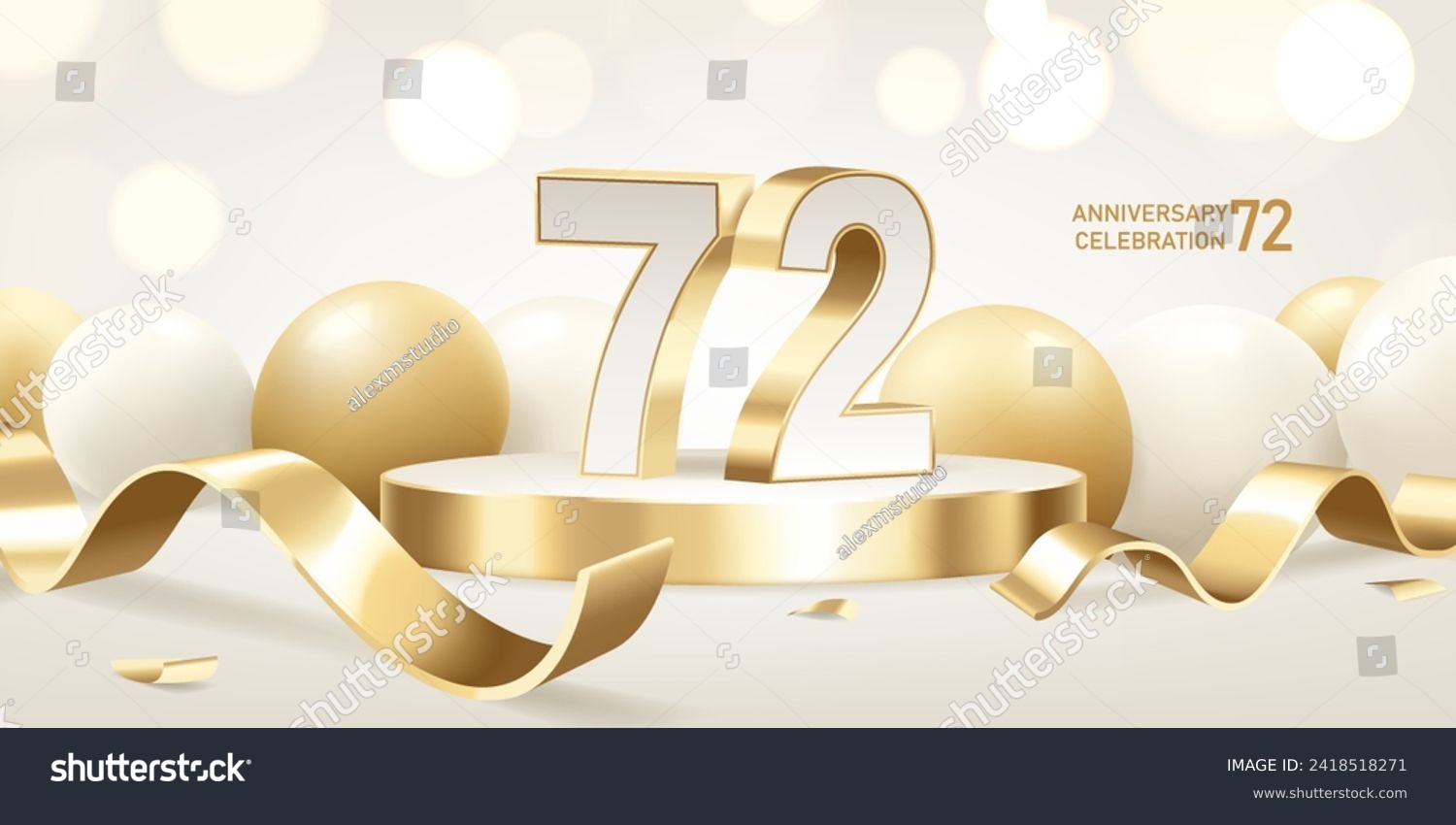 72nd Anniversary celebration background. Golden - Royalty Free Stock ...