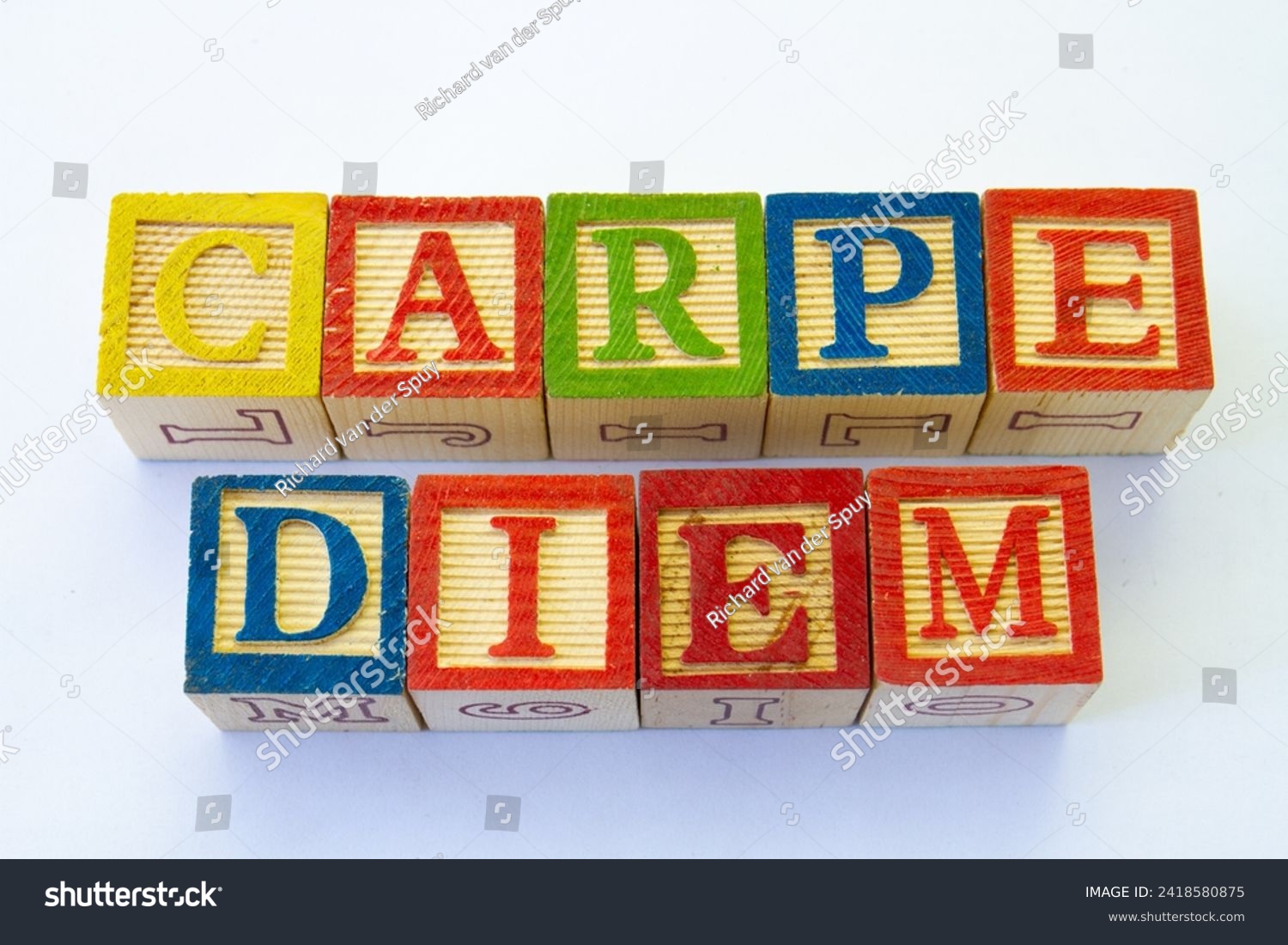 The term carpe diem displayed visually on a clear background with copy space #2418580875