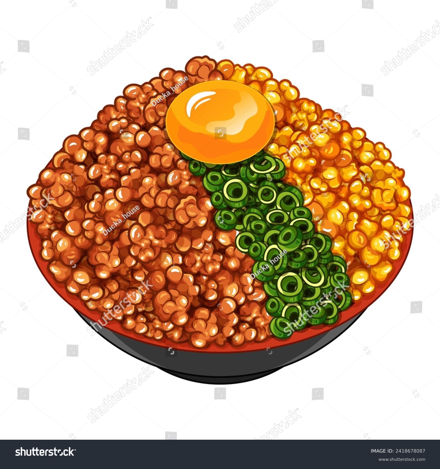 Japanese soboro donburi beef menu illustration - Royalty Free Stock ...