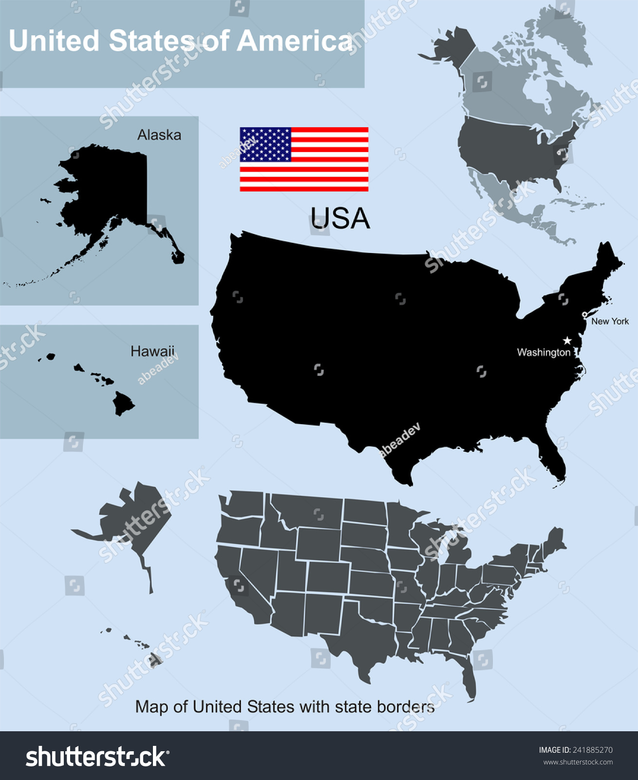 Map of United States with state borders - Royalty Free Stock Photo ...