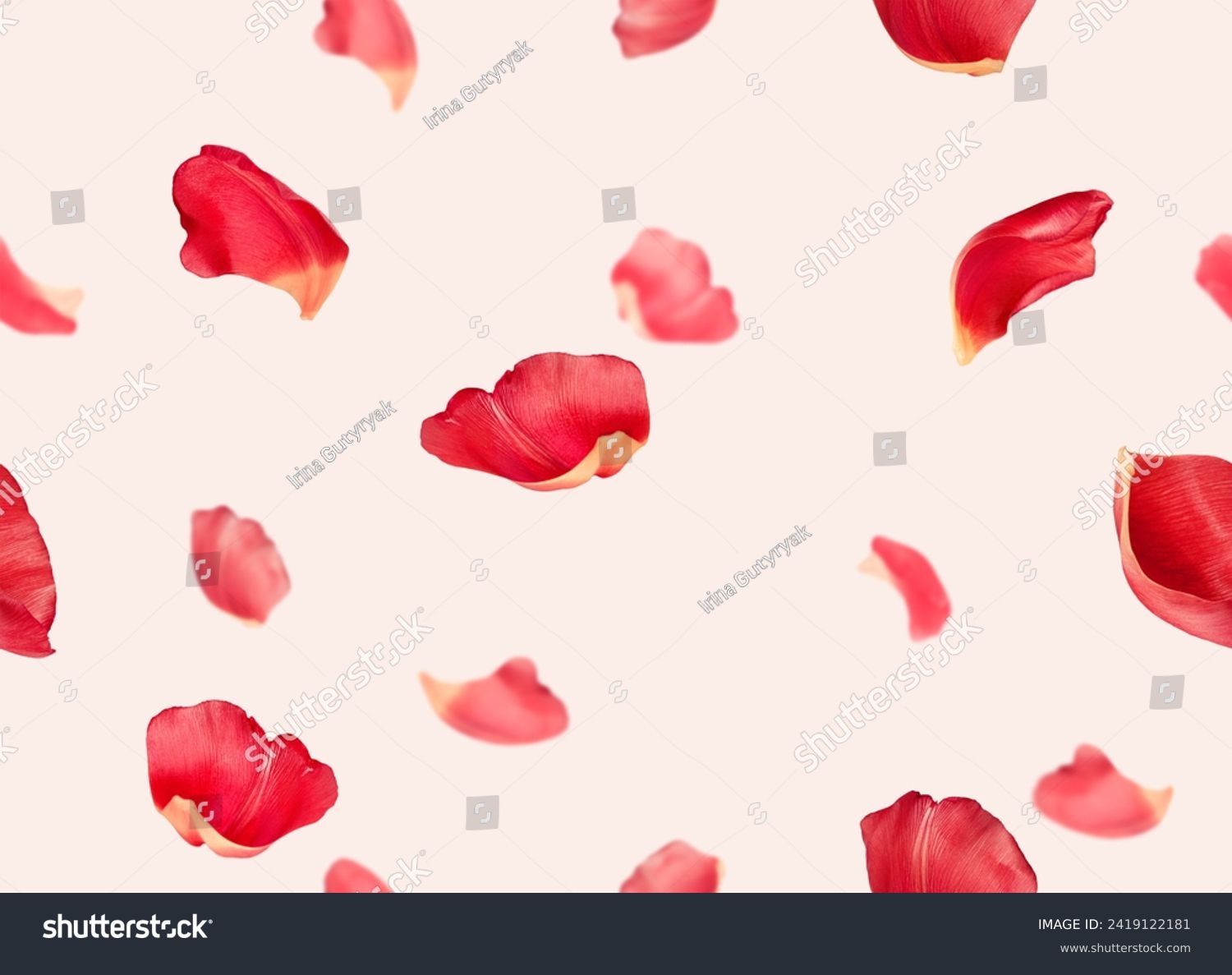 seamless pattern of red flower petals on pink background #2419122181