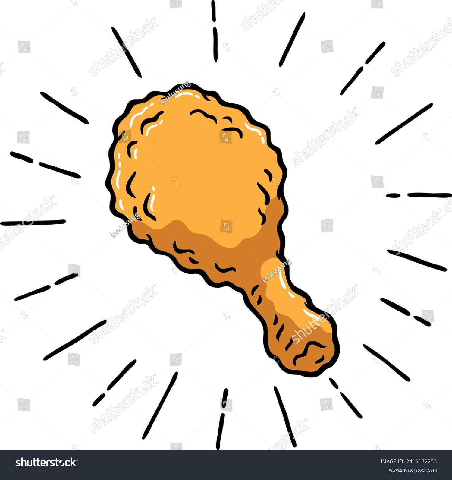 Vector Cartoon Hand Drawn Fried Chicken Leg - Royalty Free Stock Vector ...