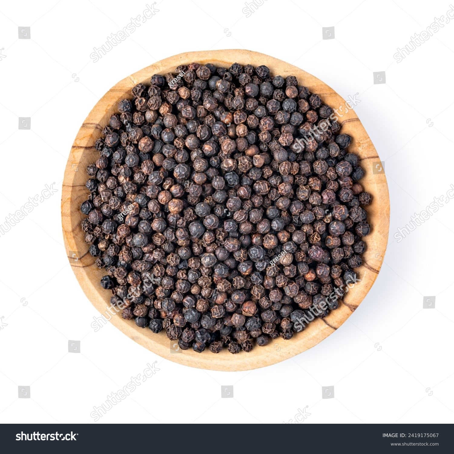 Black peppercorn (Black pepper) seeds isolated on white background #2419175067
