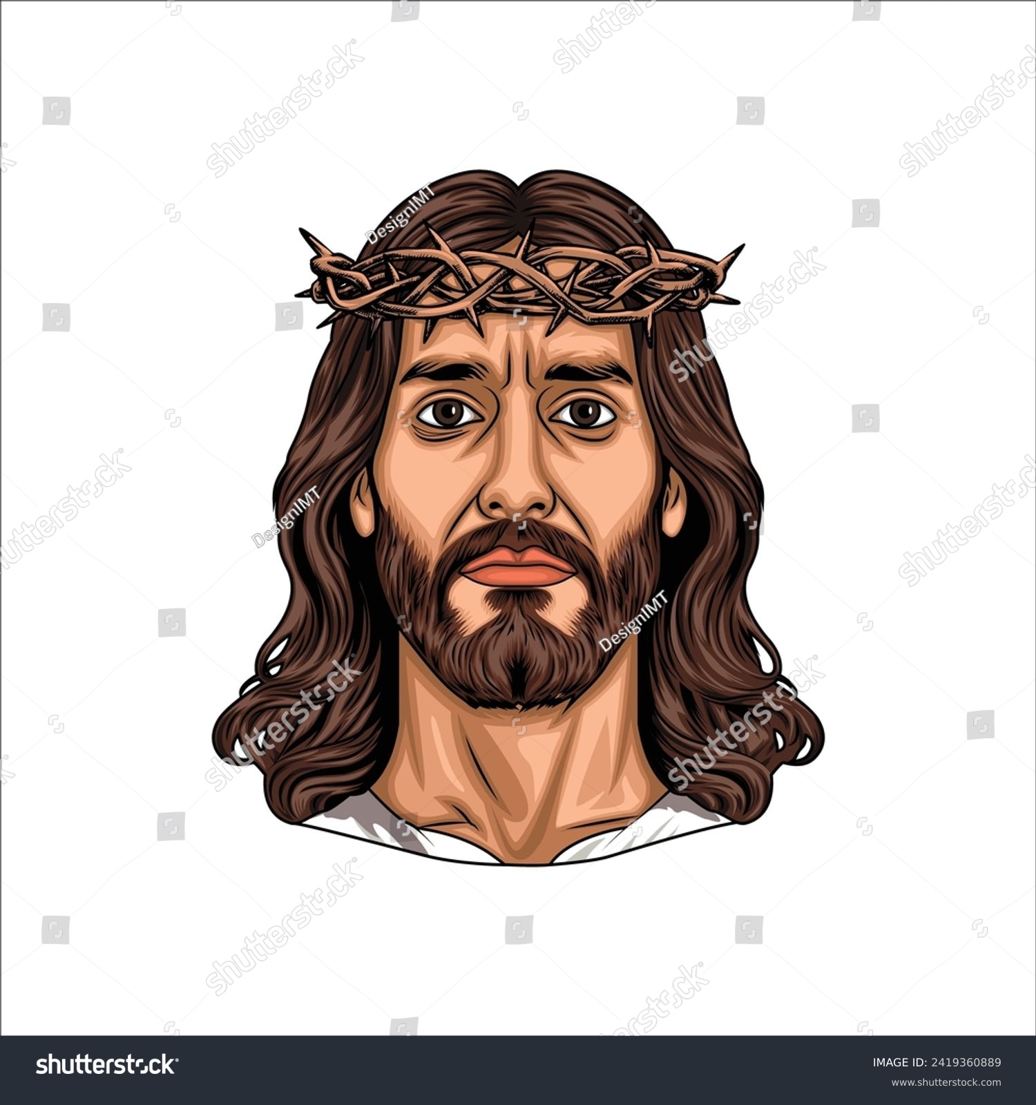 Jesus Christ Face vector art - Royalty Free Stock Vector 2419360889 ...