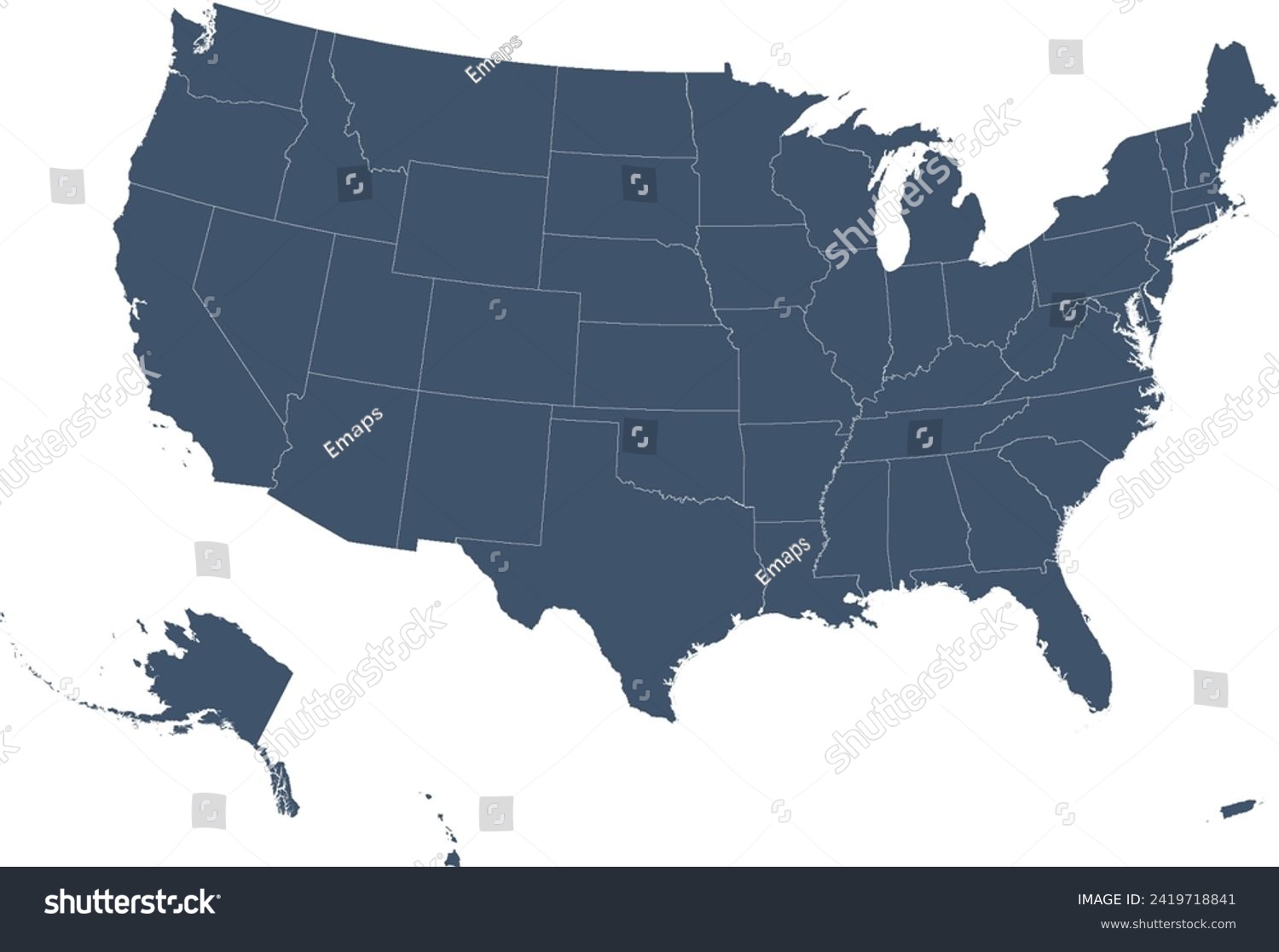 Blank USA map with States in Contiguous Albers - Royalty Free Stock ...