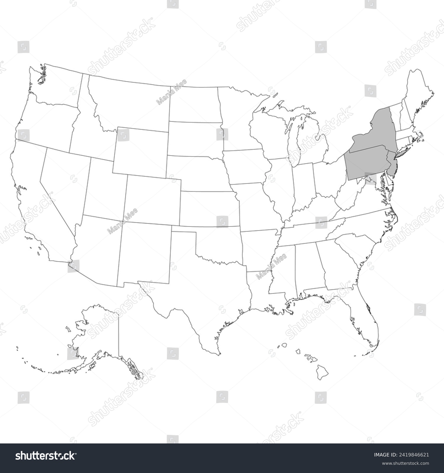 USA states Mid-Atlantic regions map. - Royalty Free Stock Vector ...