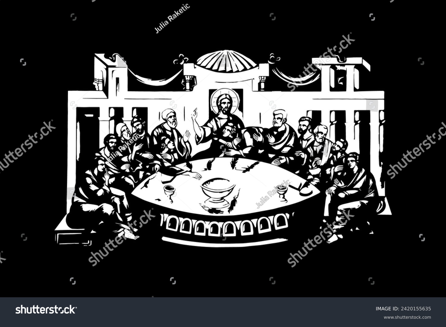 Traditional orthodox image of the Last Supper. - Royalty Free Stock ...