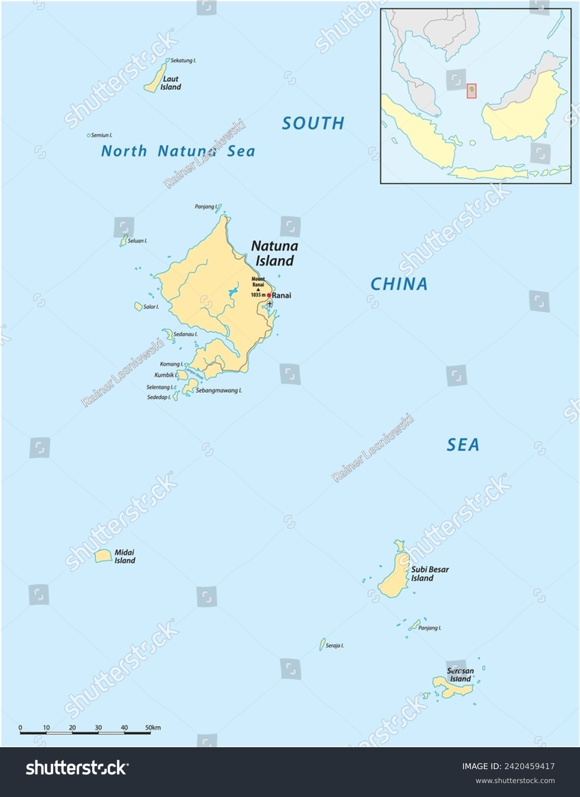 The Natuna Islands map, indonesia - Royalty Free Stock Vector ...