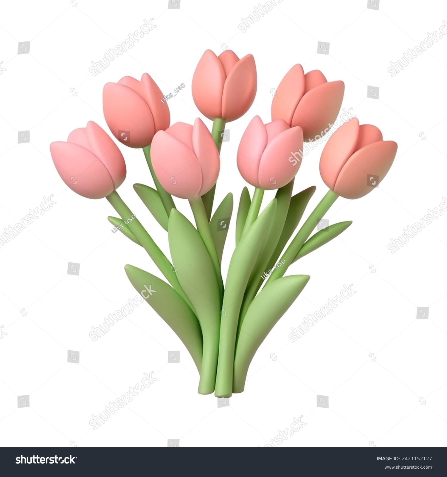 Minimalistic cute bouquet Tulips bouquet 3D - Royalty Free Stock Vector ...