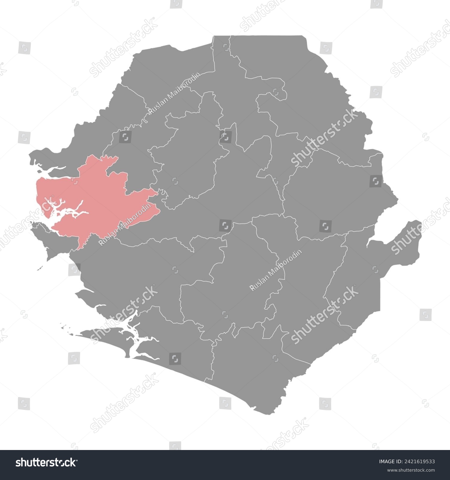 Port Loko District map, administrative division - Royalty Free Stock ...