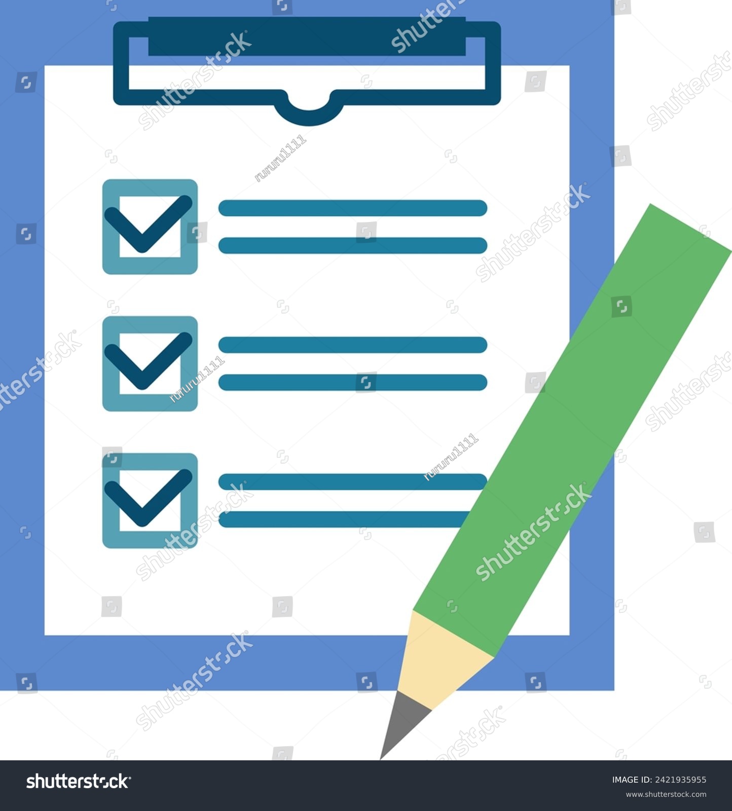 Checklist Binder Pencil Blue Cute - Royalty Free Stock Vector ...