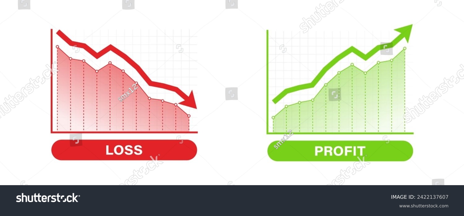 Financial profit and loss graph charts. Green - Royalty Free Stock ...