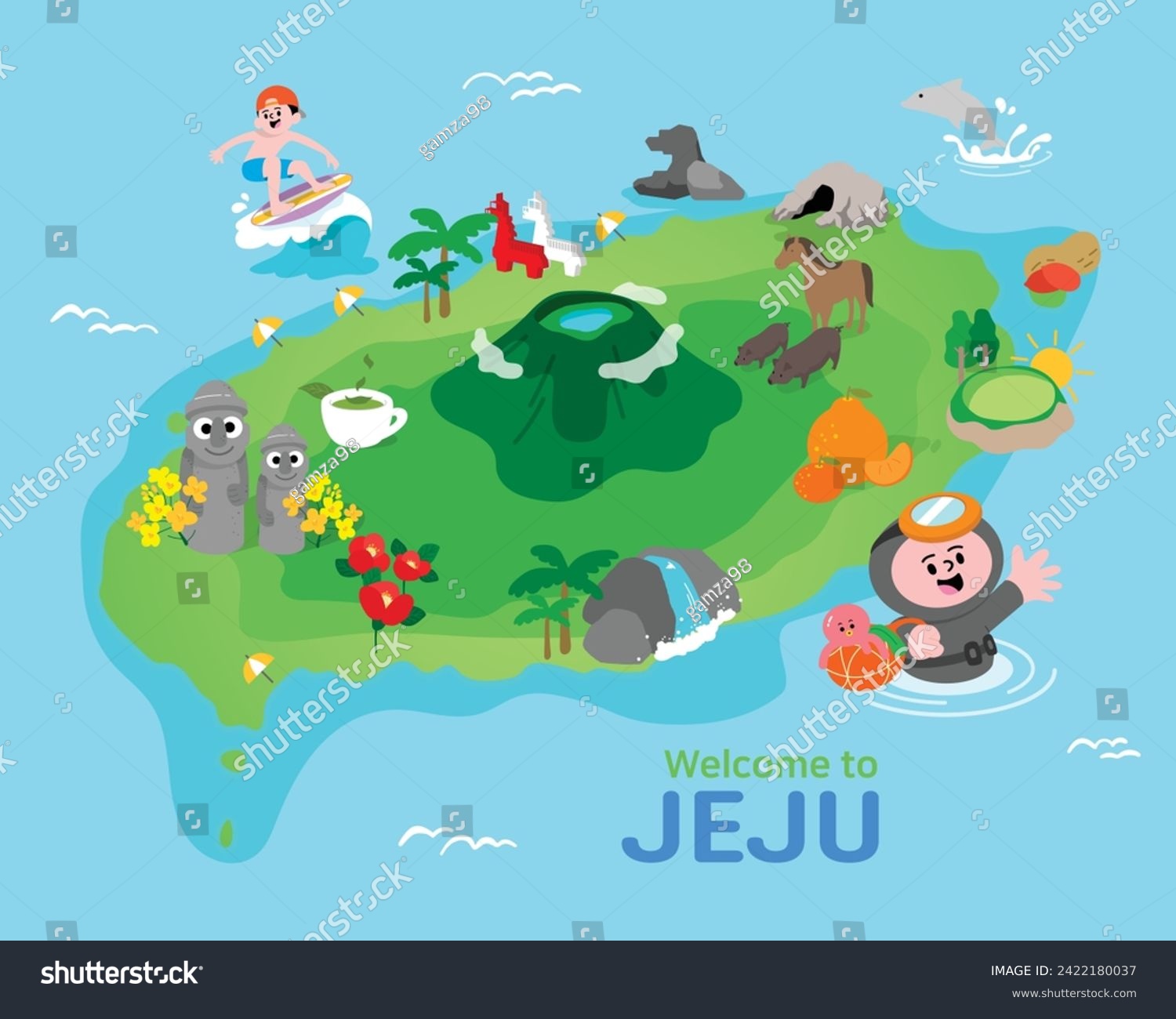 Blue island Jeju Island, tourist attraction map #2422180037
